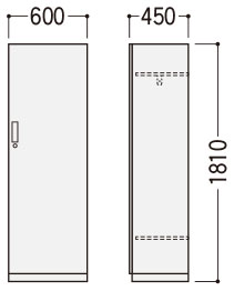 ロッカー寸法図拡大画像 役員用家具ブラック&ホワイトシリーズロッカー寸法図
