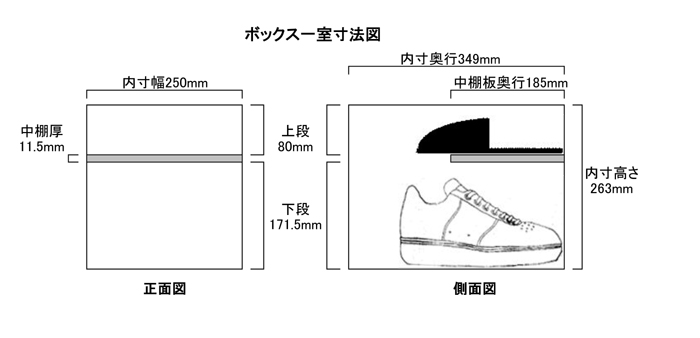 オープン・スポーツ靴用内寸図